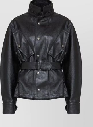 Maison Margiela textured cotton sport jacket belted waist