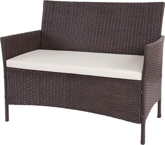 Hhg Nunca Usado] Banco De Jard&iacute;n De Polirrat&aacute;n Halden, Asiento De Banco, Marr&oacute;n Moteado, Cojines Crema