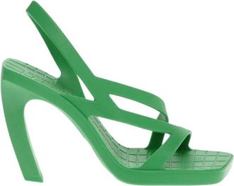 Bottega Veneta Groene Vierkante Sandalen - Dames - Sandalen met hakken - Groen - 38 EU - Schoenen