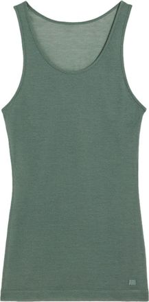 Ami logo-embroidered cotton-blend top - women - Polyamide/Cotton - S - Grey