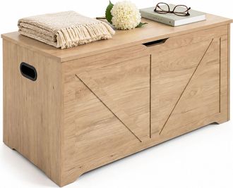 Relaxdays Relaxdays Banco Con Almacenaje Y Tapa, 46&times;100&times;40 Cm, 2 Bisagras De Seguridad, Mdf, Arc&oacute;n, Gris Claro