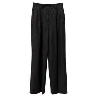 Theory Wide-Leg Trousers in Dark Grey Wool