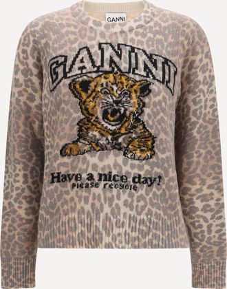 Ganni Maglione con stampa tigre Woman XS