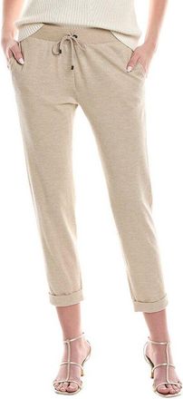 Brunello Cucinelli Beige Cropped Drawstring Trousers, Brand Size 46 (US Size 12)