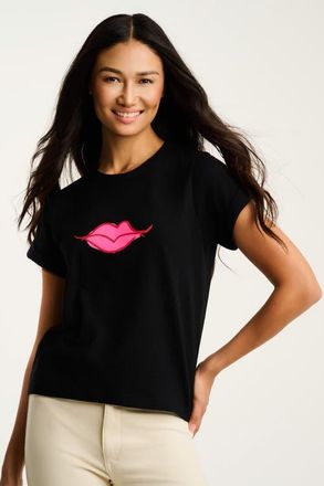 Lisa Todd Kiss and Make Up Tee in Black at Nordstrom, Size X-Small