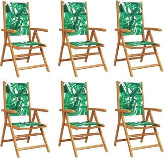 vidaXL Vidaxl - Reclining Garden Chairs 6 pcs Green Fabric and Solid Wood