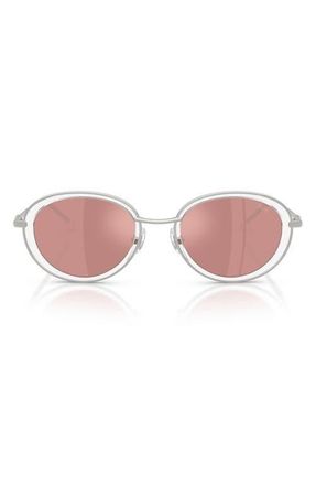 Diesel DL1018 51mm Mirrored Oval Sunglasses in Matte Silver /Pink Mirror at Nordstrom