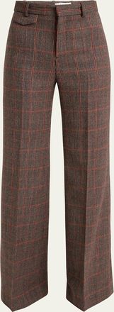 Chlo&eacute; Plaid Wide-Leg Pants