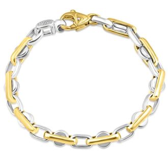 Pompeii3 Mens Solid 14k Gold (grams) or Platinum (5gram) Two Tone 7.5mm Bracelet 8.5