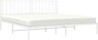 vidaXL Estructura Cama Sin Colch&oacute;n Con Cabecero Metal Blanco 193x203cm Vidaxl