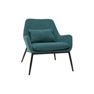 Miliboo Miliboo - Sill&oacute;n Moderno Con Tejido Efecto Aterciopelado Azul Petr&oacute;leo Y Metal Negro Maxine