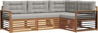 vidaXL Conjunto De Sof&aacute;s De Exterior 4 Uds. Gris Natural Y Claro Vidaxl