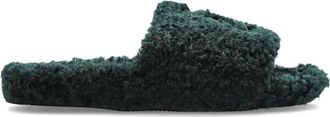 Balenciaga Slippers van imitatiebont - Heren - Pantoffels - Groen - 42 EU - Wol - Schoenen