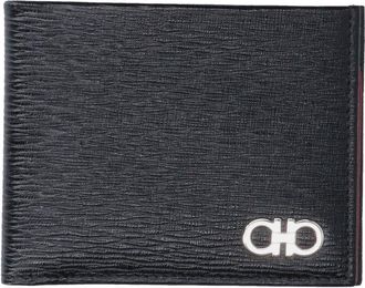 Ferragamo Black Gancini Leather Bi-Fold Wallet