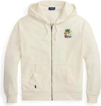 Polo Ralph Lauren Geborduurde Hoodie - Heren - Vesten met rits - Wit - M - Katoen - Hoodies & sweatvesten