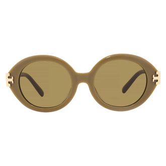 Tory Burch Olive Brown Oval Ladies Sunglasses TY7210U 201073 52