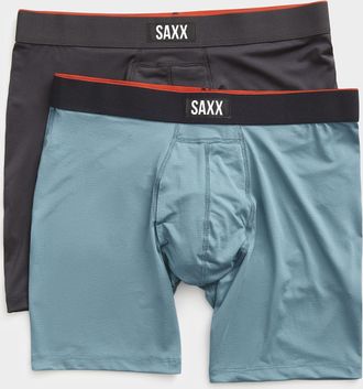 Saxx Mens 6 pinstripe boxer briefs MULTI-SPORT MESH 2-pack