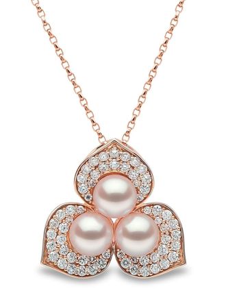 Yoko London Collana con perle Akoya in oro rosa 18kt e diamanti