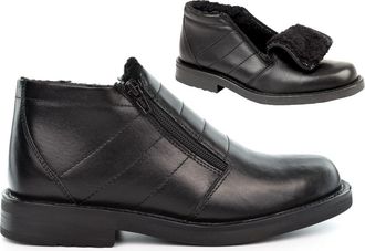 Generic Mens Leather Boots Boys School Boots Ankle Boots Wide Open Boots School Shoes Zip Fastening Black Boots Leather School Boots Mens Boots Thermal Warm L