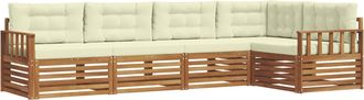 vidaXL Conjunto De Sof&aacute;s De Exterior 5 Uds. Natural Y Crema Vidaxl