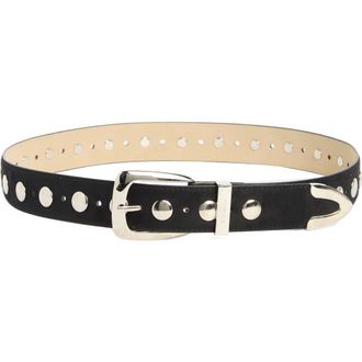 Steve Madden Studded Faux Suede Belt in Black/Silver at Nordstrom Rack, Size Large