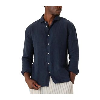 The Goodpeople Navy Soho Overhemd - Heren - Overhemden - Blauw - Maat: 2XL Linnen