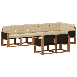 vidaXL Conjunto De Sof&aacute;s De Exterior Con Coj&iacute;n 8 Pcs Natural Y Beige Vidaxl