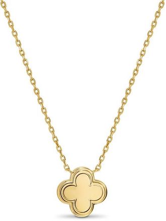 Devata Clover Necklace in Gold Plated Sterling Silver in Yellow Gold at Nordstrom, Size 18