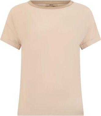 Herno Casual chic katoenen t-shirt - Dames - T-shirts - Beige - M - Katoen - Tops
