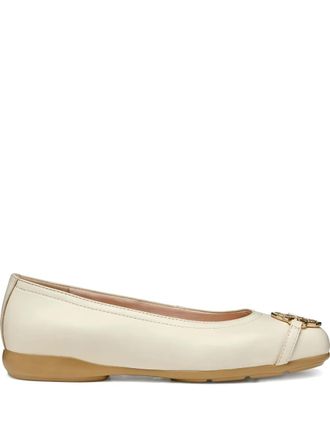 Geox Annytah buckle-detail ballet flats - women - Calf Leather/Grained Calf Leather/Rubber - 38 - Neutrals