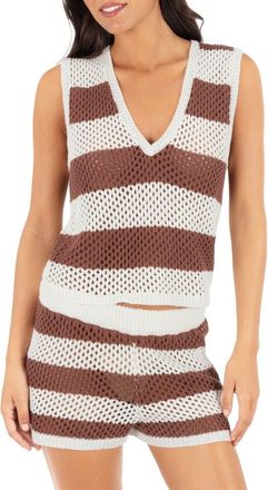 Hurley Stripe Crochet Cover-Up Shorts in Mole Stripe at Nordstrom, Size X-Small