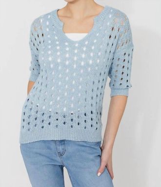 Frank Lyman Design Lightweight Knitted Pullover Top In Blue