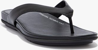 FitFlop Gracie Leather Flip-Flops in All Black at Nordstrom, Size 8.5