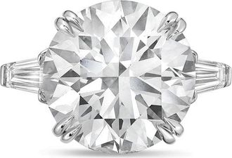 Diana M. Jewels Platinum 12ct lab grown round diamond ring with baguettes on the sides