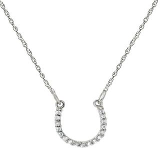 Pompeii3 1/10ct Petite 14k White Gold Diamond Horseshoe Pendant