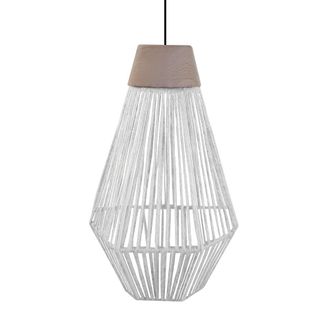 Tosel Suspensi&oacute;n metal,madera Alt.80cm natural ;Pantalla: blanco