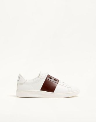 Valentino Garavani Sneaker Open Royco in vitello nappato Uomo BIANCO/MARRONE 39.5