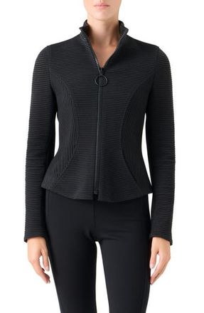 Akris Ottoman Knit Jacket in Black at Nordstrom, Size 14