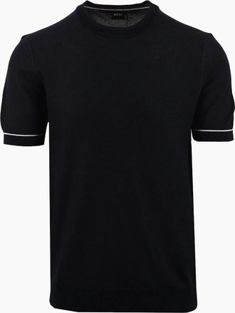 HUGO BOSS Mens Boss Black H NALON KNITTED T-SHIRT DARK BLUE - Navy - Size: 44