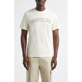 Moncler Logo Patch Graphic T-Shirt in Ivory at Nordstrom, Size Xxx-Large