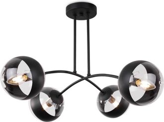 OEM L&aacute;mpara De Techo Toledo Negra 4 Pantallas Planas Negras E14