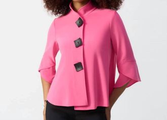 Joseph Ribkoff Trapeze Button Jacket In Bubble Gum