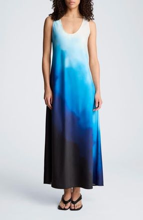 Kenneth Cole Print Sleeveless Maxi Dress in Lake Blue Multi at Nordstrom, Size X-Large