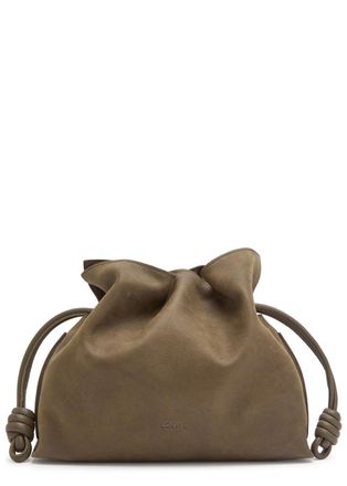 Loewe Flamenco Medium Grained Nubuck Clutch - Chocolate - One Size