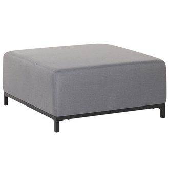 Beliani Otomana De Poli&eacute;ster Gris Negro 83 X 83 Cm Reposapi&eacute;s Patas Metal Rovigo