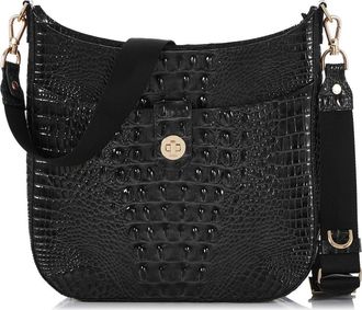 Brahmin Leia Croc Embossed Leather Crossbody Bag in Black at Nordstrom