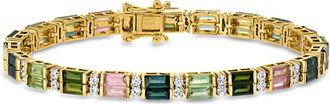 Ross-Simons Multicolored Tourmaline and White Zircon Bracelet in 18kt Gold Over Sterling