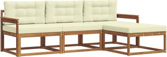 vidaXL Conjunto De Sof&aacute;s De Exterior 4 Uds. Natural Y Crema Vidaxl
