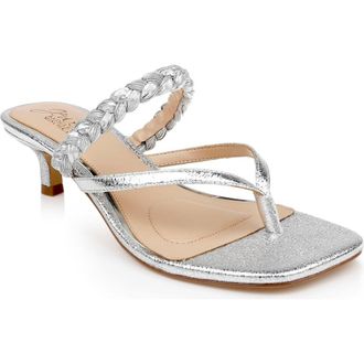 Badgley Mischka Nadya Kitten Heel Flip Flop in Silver Metallic at Nordstrom Rack, Size 8.5