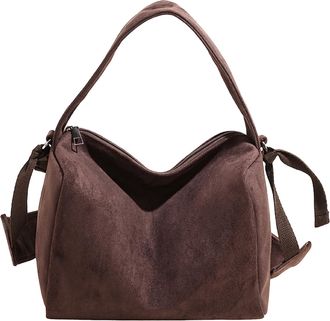 Generic Kexpery Vintage Faux Suede Large Capacity Handbag for Women Casual Messenger Bag for Travel, Work and Outing